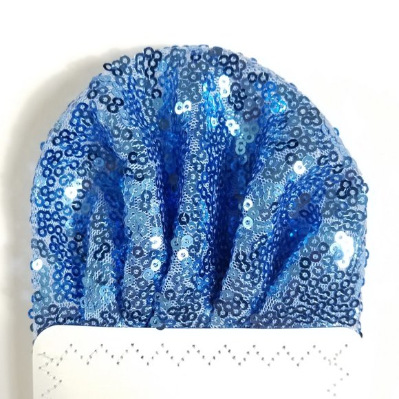 Men's Sequin Pre-Folded Pocket Square Insert - Sky Blue Fan Design - Picture 3 of 8